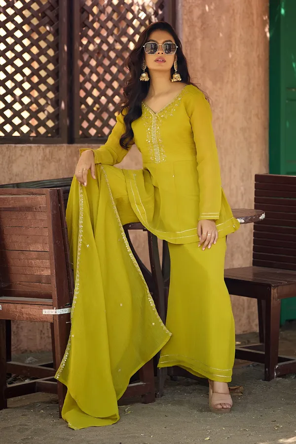 Women_Ethnic_Motifs_Embroidered_Empire_Sequinned_Pure_Silk_Kurta_with_Palazzos_&_With_Dupatta
