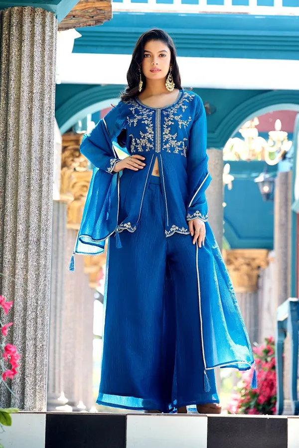 Women_Ethnic_Motifs_Embroidered_Empire_Sequinned_Pure_Silk_Kurta_with_Palazzos_&_With_Dupatta