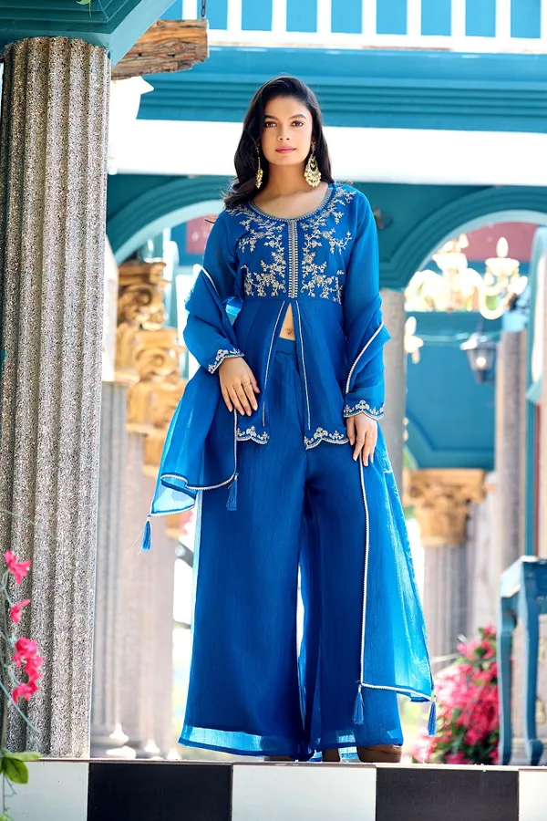 Women_Ethnic_Motifs_Embroidered_Empire_Sequinned_Pure_Silk_Kurta_with_Palazzos_&_With_Dupatta