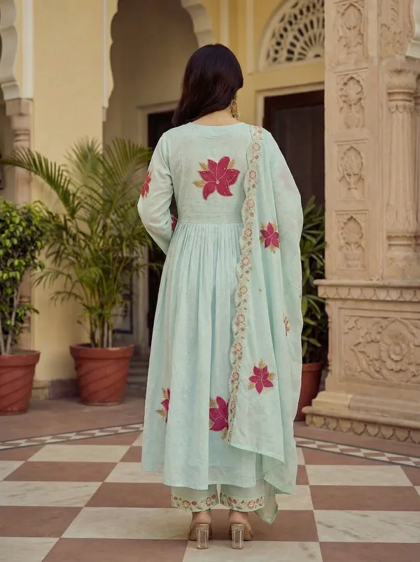 Women_Floral_Embroidered_Empire_Thread_Work_Kurta_with_Palazzos_&_With_Dupatta