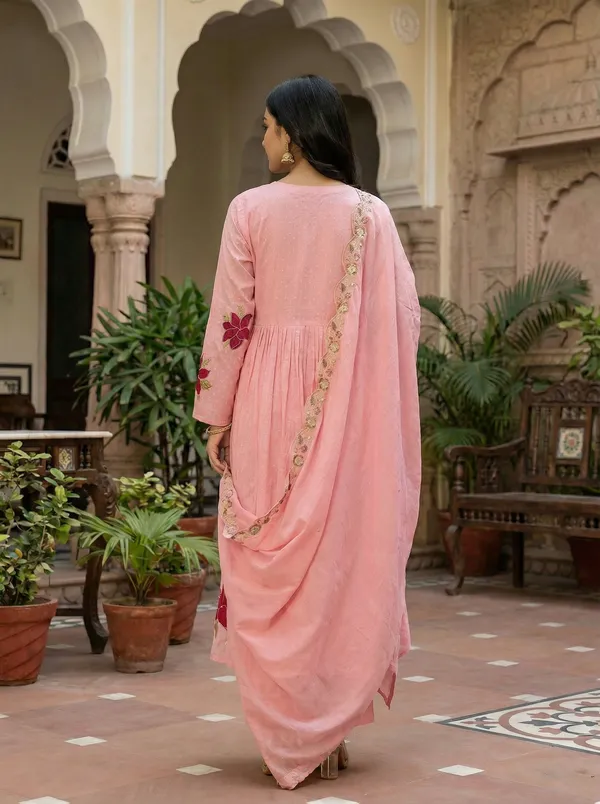 Women_Floral_Embroidered_Empire_Thread_Work_Pure_Cotton_Kurta_with_Palazzos_&_With_Dupatta