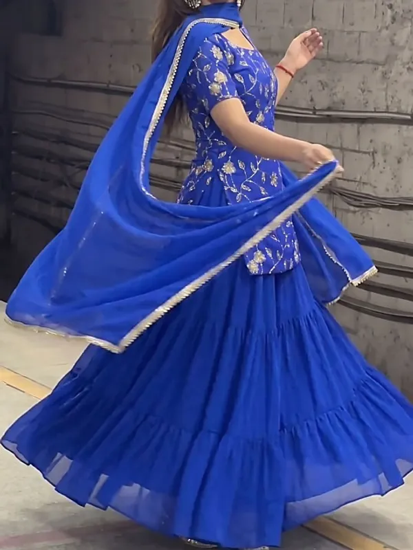 Blue_Silk_Straight_Floral_Embroidered_Kurti_Sharara_Set_For_Women