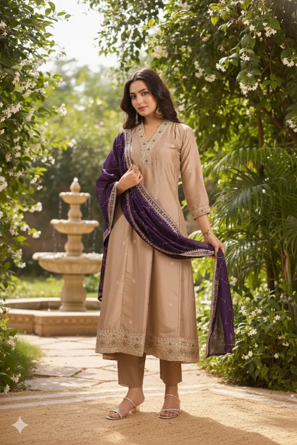 Women_Ethnic_Motifs_Embroidered_Panelled_Thread_Work_Kurta_With_Trousers_With_Dupatta