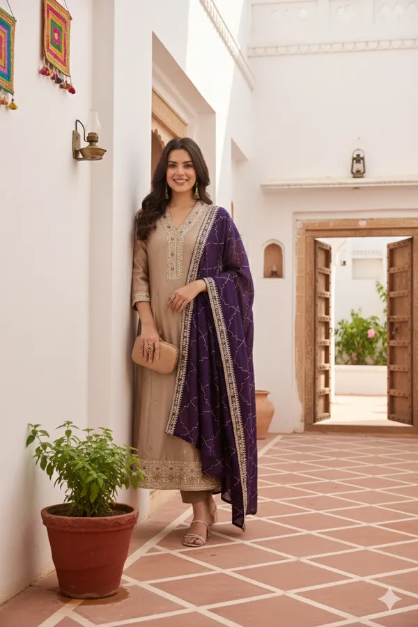 Women_Ethnic_Motifs_Embroidered_Panelled_Thread_Work_Kurta_With_Trousers_With_Dupatta