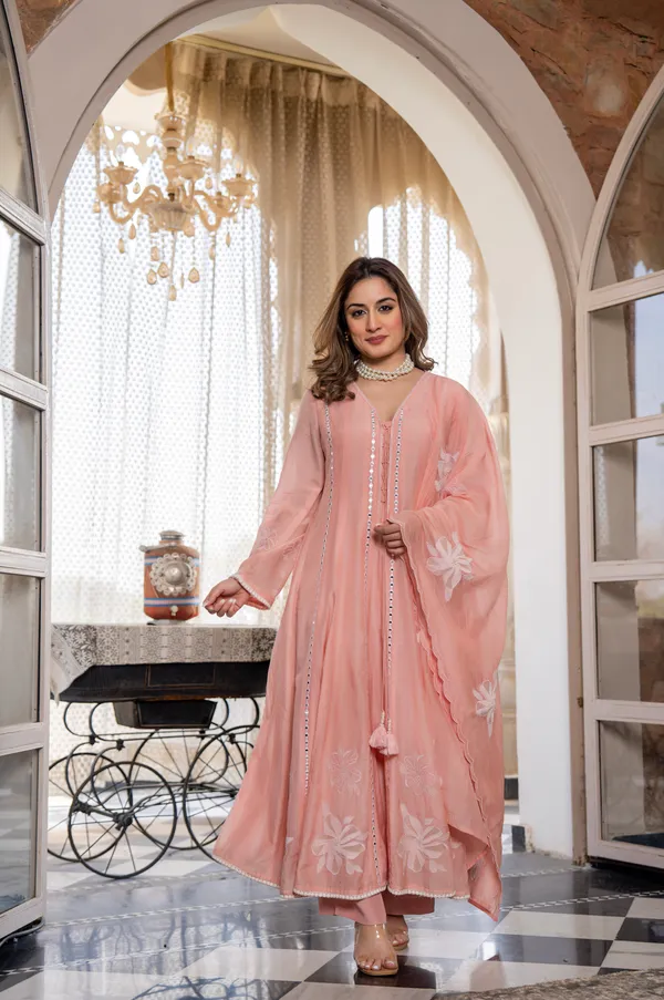 Women_Floral_Embroidered_Regular_Mirror_Work_Chanderi_Cotton_Kurta_With_Trousers_&_Dupatta