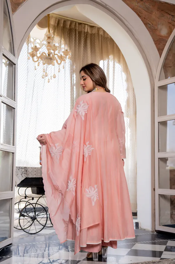 Women_Floral_Embroidered_Regular_Mirror_Work_Chanderi_Cotton_Kurta_With_Trousers_&_Dupatta