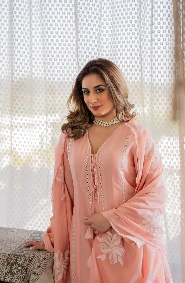 Women_Floral_Embroidered_Regular_Mirror_Work_Chanderi_Cotton_Kurta_With_Trousers_&_Dupatta