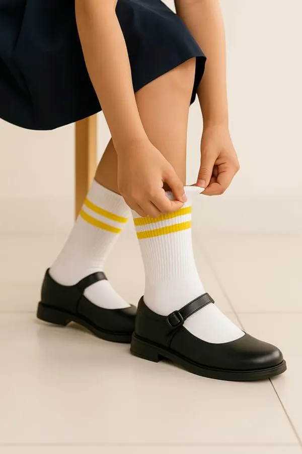 White_And_Yellow_Kids_And_Adults_Socks_With_80%_Cotton,_20%_Lycra_(_Pack_Of_3_)