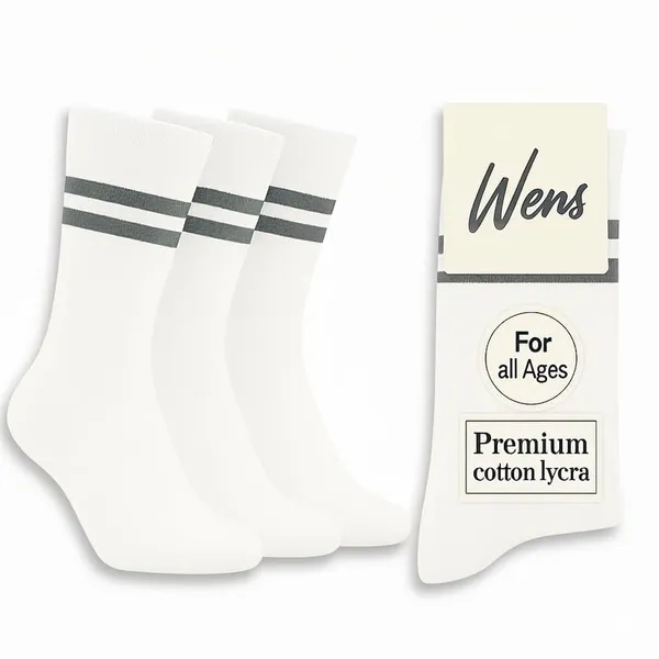 White_And_Grey_Kids_And_Adults_Socks_With_80%_Cotton,_20%_Lycra_(_Pack_Of_3_)