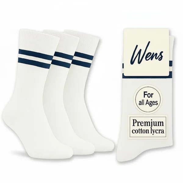 White_And_Navy_Blue_Kids_And_Adults_Socks_With_80%_Cotton,_20%_Lycra_(_Pack_Of_3_)