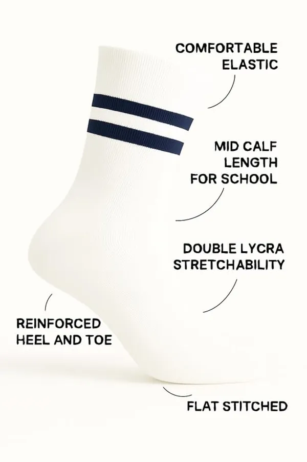 White_And_Navy_Blue_Kids_And_Adults_Socks_With_80%_Cotton,_20%_Lycra_(_Pack_Of_3_)