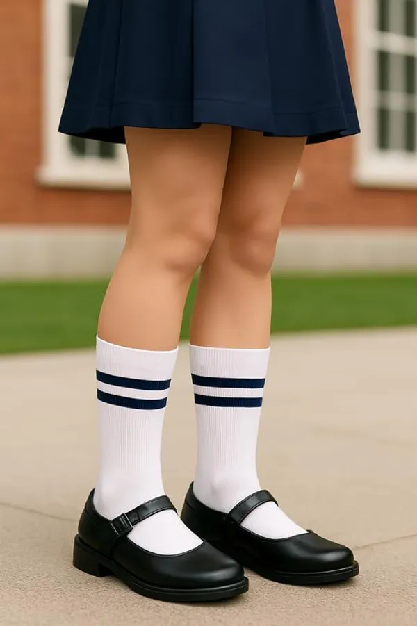 White_And_Navy_Blue_Kids_And_Adults_Socks_With_80%_Cotton,_20%_Lycra_(_Pack_Of_3_)