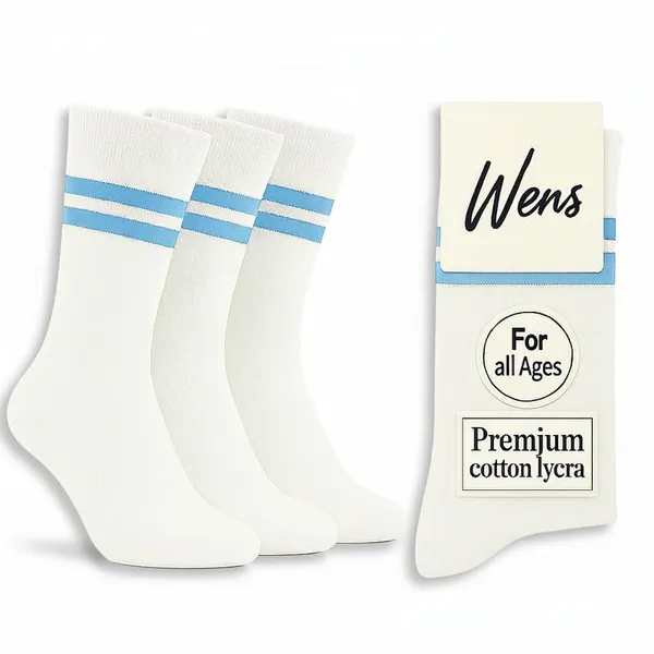 White_And_Sky_Blue_Kids_And_Adults_Socks_With_80%_Cotton,_20%_Lycra_(_Pack_Of_3_)