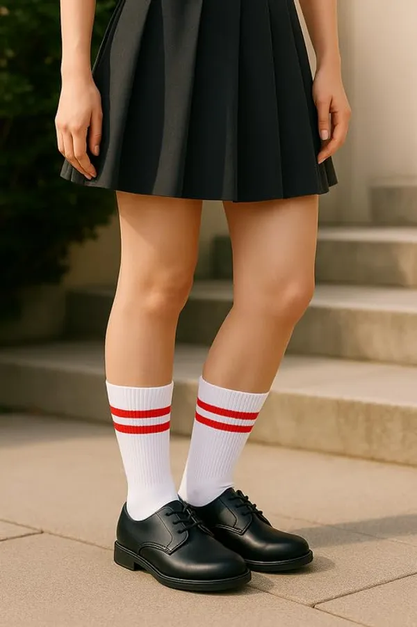 White_And_Red_Kids_And_Adults_Socks_With_80%_Cotton,_20%_Lycra_(_Pack_Of_3_)
