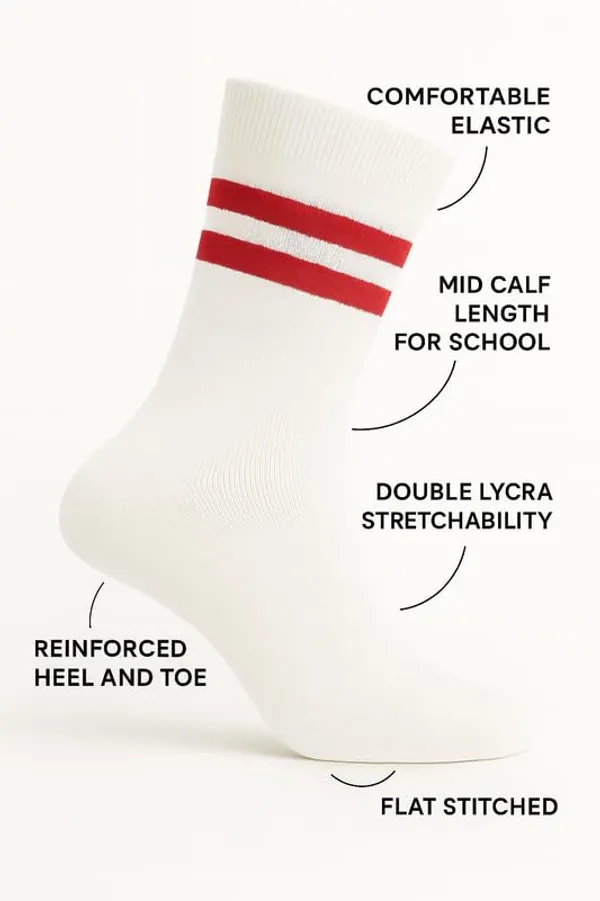 White_And_Red_Kids_And_Adults_Socks_With_80%_Cotton,_20%_Lycra_(_Pack_Of_3_)
