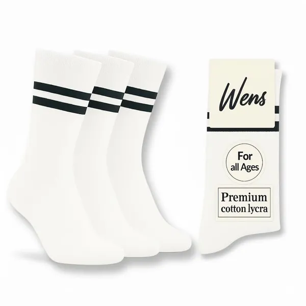 White_And_Black_Kids_And_Adults_Socks_With_80%_Cotton,_20%_Lycra_(_Pack_Of_3_)
