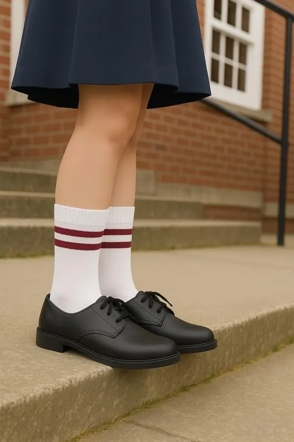 White_And_Maroon_Kids_And_Adults_Socks_With_80%_Cotton,_20%_Lycra_(_Pack_Of_3_)