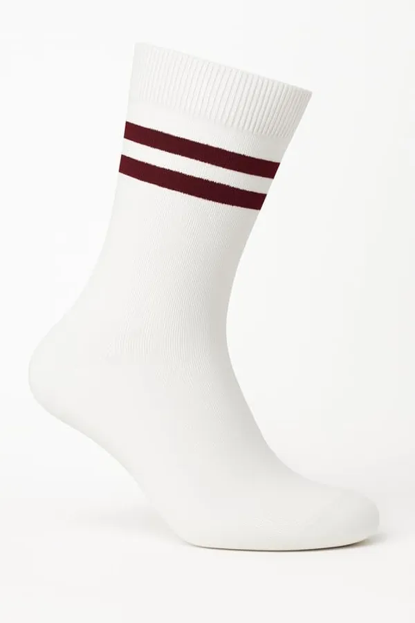 White_And_Maroon_Kids_And_Adults_Socks_With_80%_Cotton,_20%_Lycra_(_Pack_Of_3_)