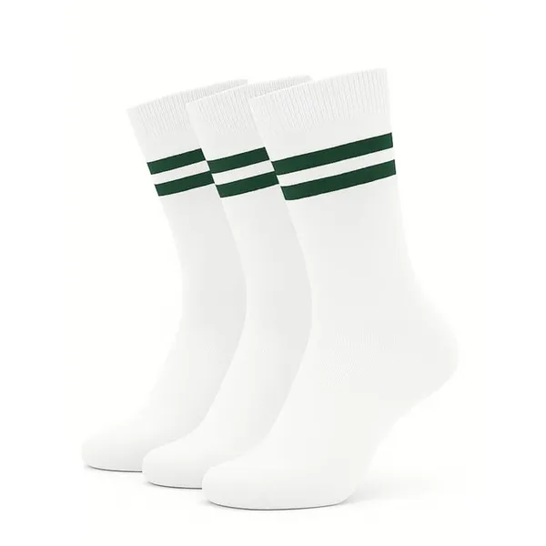 White_And_Green_Kids_And_Adults_Socks_With_80%_Cotton,_20%_Lycra_(_Pack_Of_3_)