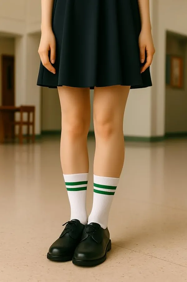 White_And_Green_Kids_And_Adults_Socks_With_80%_Cotton,_20%_Lycra_(_Pack_Of_3_)