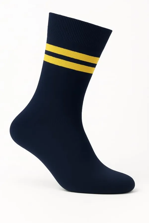 Navy_Blue_And_Yellow_Kids_And_Adults_Socks_With_80%_Cotton,_20%_Lycra_(_Pack_Of_3_)