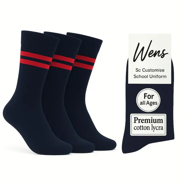 Navy_Blue_And_Red_Kids_And_Adults_Socks_With_80%_Cotton,_20%_Lycra_(_Pack_Of_3_)