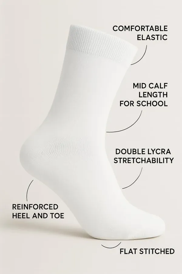 White_Kids_And_Adults_Socks_With_80%_Cotton,_20%_Lycra_(_Pack_Of_3_)