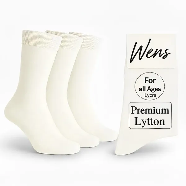 White_Kids_And_Adults_Socks_With_80%_Cotton,_20%_Lycra_(_Pack_Of_3_)