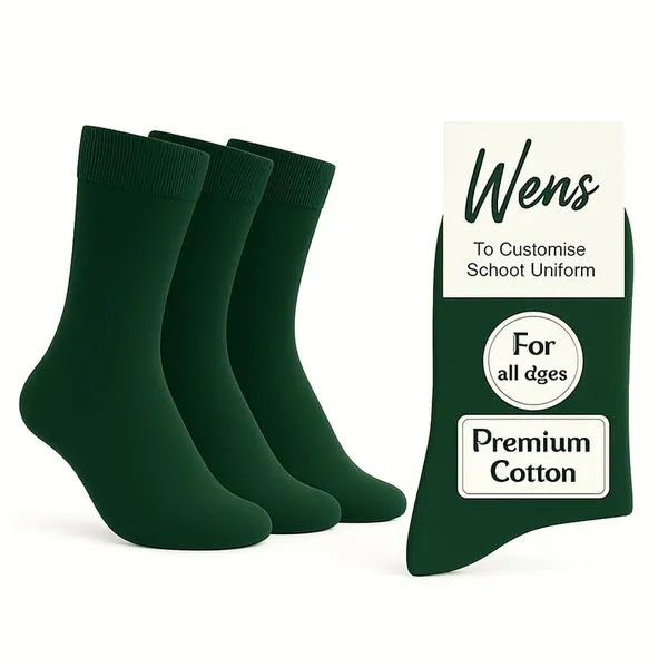 Green_Kids_And_Adults_Socks_With_Cotton_(_Pack_Of_3_)
