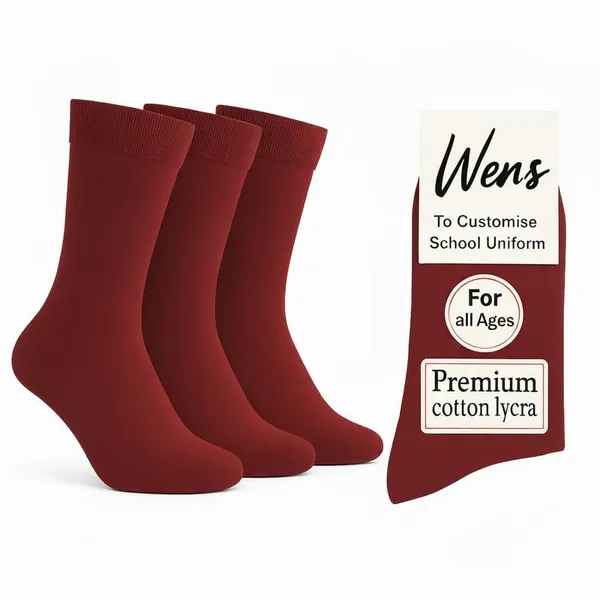 Maroon_Kids_And_Adults_Socks_With_80%_Cotton,_20%_Lycra_(_Pack_Of_3_)
