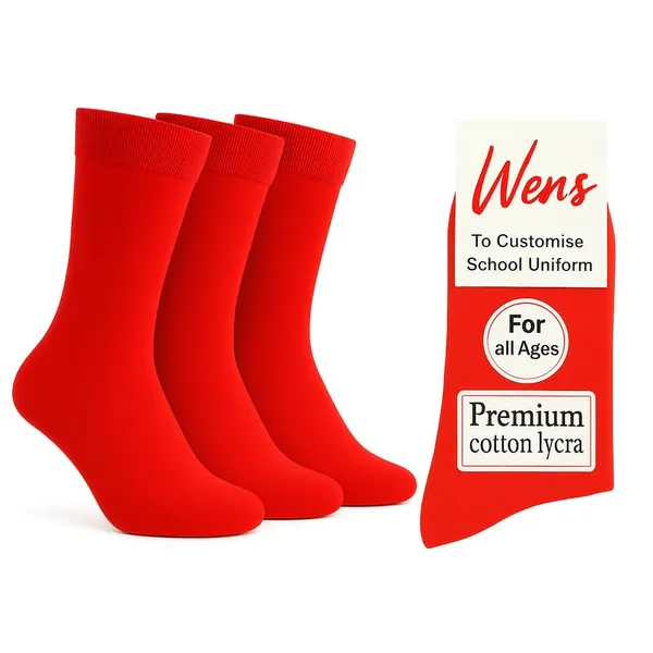 Red_Kids_And_Adults_Socks_With_80%_Cotton,_20%_Lycra_(_Pack_Of_3_)