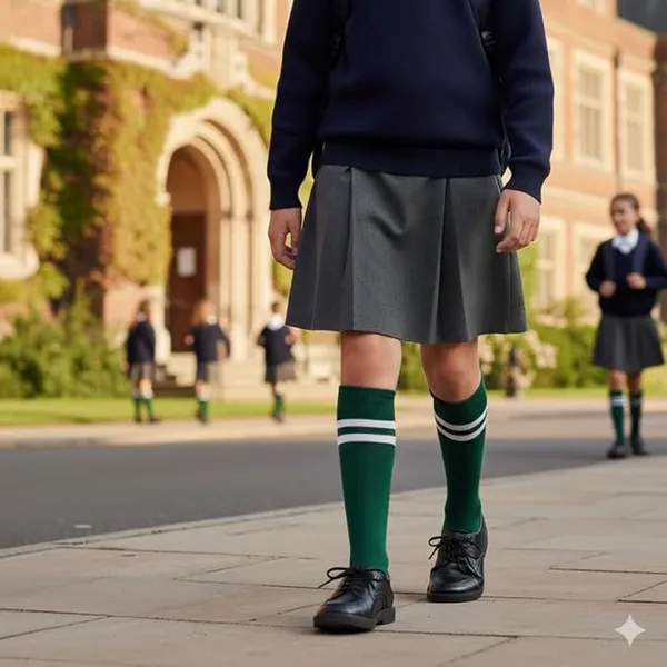 Bottle_Green_And_White_Kids_And_Adults_Socks_With_80%_Cotton,_20%_Lycra_(_Pack_Of_3_)