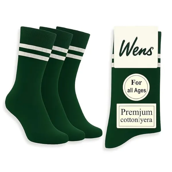 Bottle_Green_And_White_Kids_And_Adults_Socks_With_80%_Cotton,_20%_Lycra_(_Pack_Of_3_)