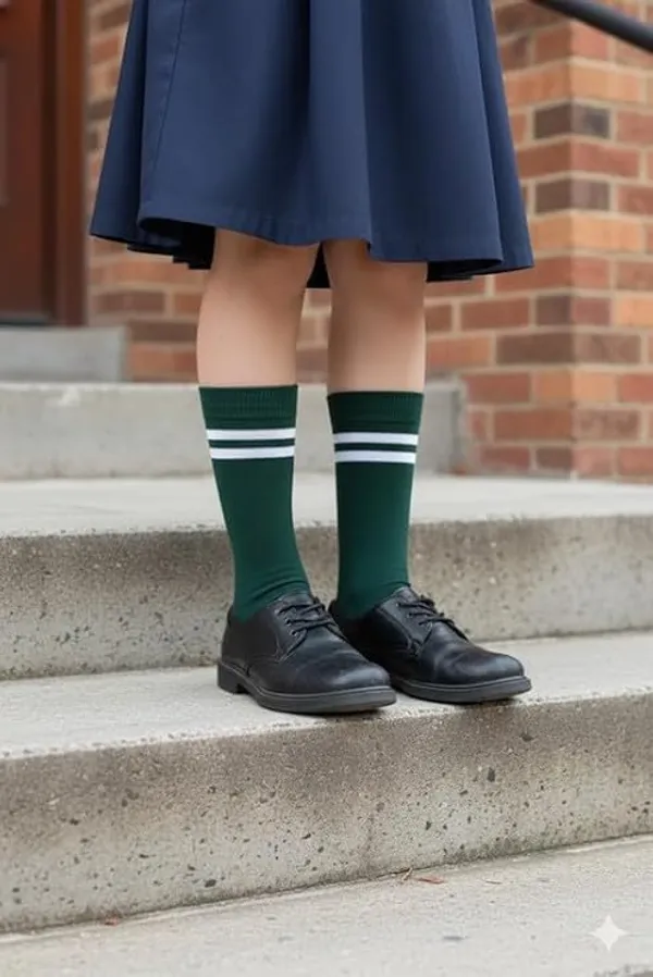 Bottle_Green_And_White_Kids_And_Adults_Socks_With_80%_Cotton,_20%_Lycra_(_Pack_Of_3_)