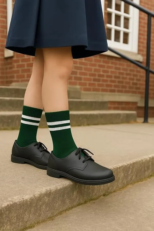 Bottle_Green_And_White_Kids_And_Adults_Socks_With_80%_Cotton,_20%_Lycra_(_Pack_Of_3_)