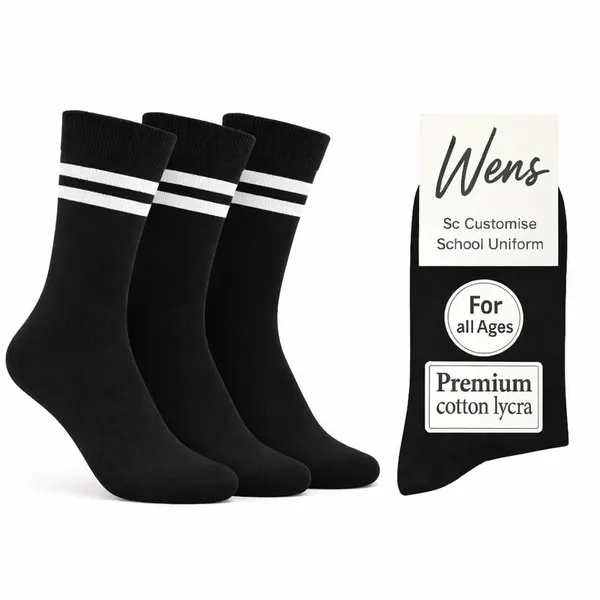 Black_And_White_Kids_And_Adults_Socks_With_80%_Cotton,_20%_Lycra_(_Pack_Of_3_)