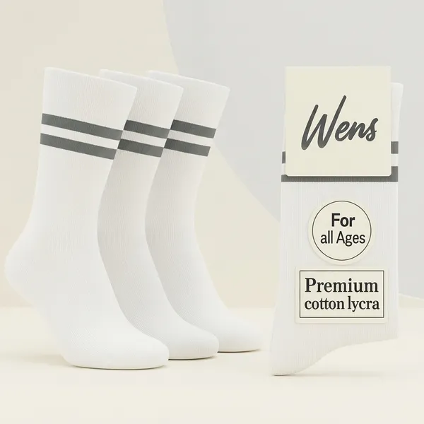 White_And_Grey_Kids_And_Adults_Socks_With_80%_Cotton,_20%_Lycra_(_Pack_Of_3_)