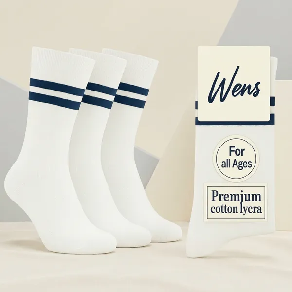 White_And_Navy_Blue_Kids_And_Adults_Socks_With_80%_Cotton,_20%_Lycra_(_Pack_Of_3_)