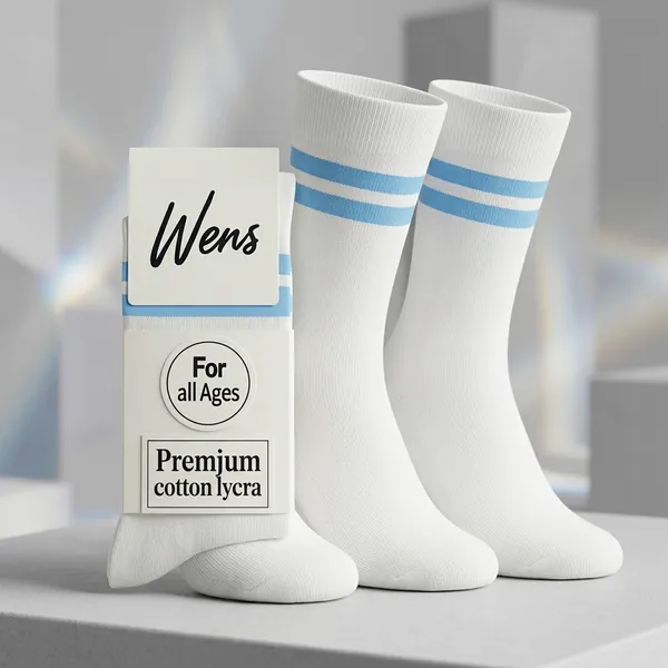 White_And_Sky_Blue_Kids_And_Adults_Socks_With_80%_Cotton,_20%_Lycra_(_Pack_Of_3_)