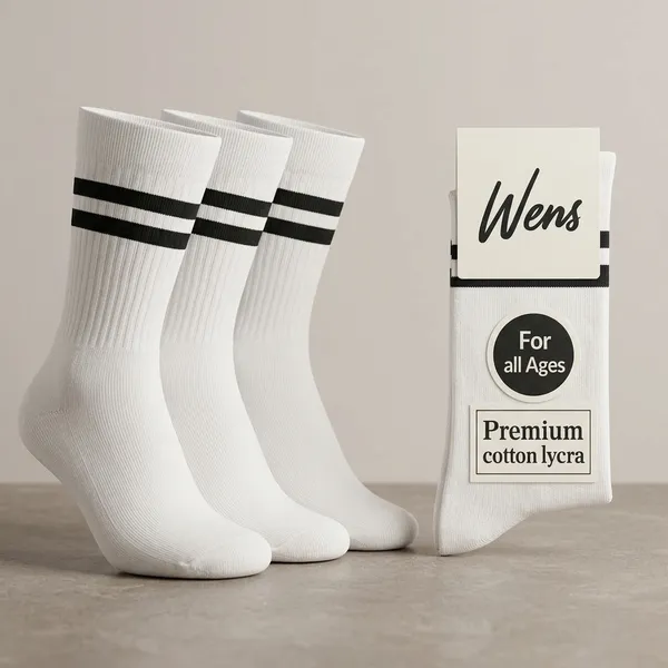 White_And_Black_Kids_And_Adults_Socks_With_80%_Cotton,_20%_Lycra_(_Pack_Of_3_)