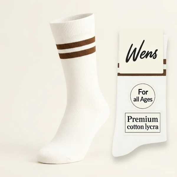 White_And_Brown_Kids_And_Adults_Socks_With_80%_Cotton,_20%_Lycra_(_Pack_Of_3_)