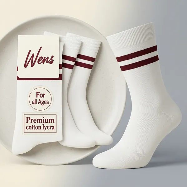 White_And_Maroon_Kids_And_Adults_Socks_With_80%_Cotton,_20%_Lycra_(_Pack_Of_3_)