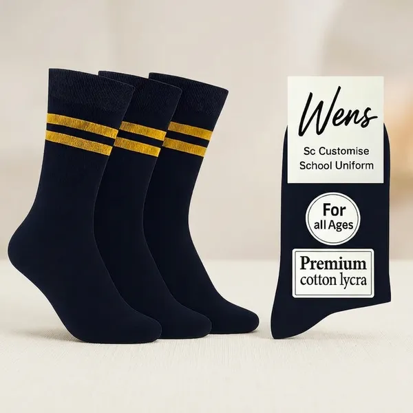 Navy_Blue_And_Yellow_Kids_And_Adults_Socks_With_80%_Cotton,_20%_Lycra_(_Pack_Of_3_)