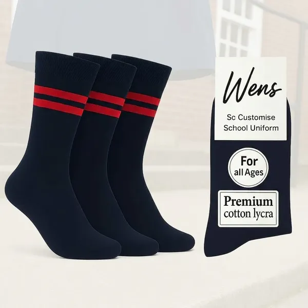 Navy_Blue_And_Red_Kids_And_Adults_Socks_With_80%_Cotton,_20%_Lycra_(_Pack_Of_3_)