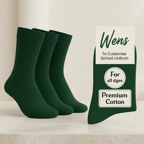 Green_Kids_And_Adults_Socks_With_Cotton_(_Pack_Of_3_)