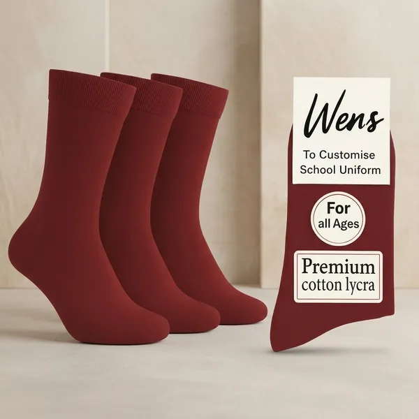 Maroon_Kids_And_Adults_Socks_With_80%_Cotton,_20%_Lycra_(_Pack_Of_3_)