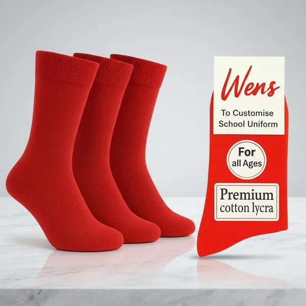 Red_Kids_And_Adults_Socks_With_80%_Cotton,_20%_Lycra_(_Pack_Of_3_)