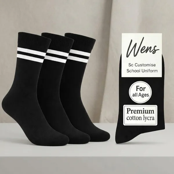 Black_And_White_Kids_And_Adults_Socks_With_80%_Cotton,_20%_Lycra_(_Pack_Of_3_)