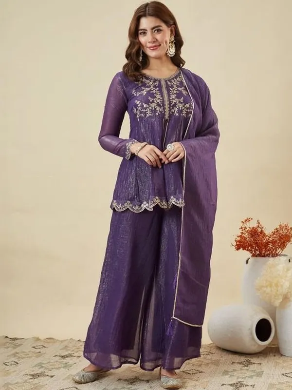 Purple_Silk_Blend_Anarkali_Empire_Embroidered_Kurta_Set_For_Women