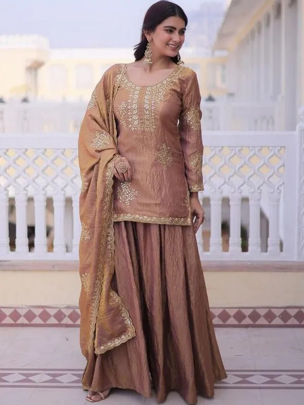Brown_Fendi_Crush_Zari_Sequinned_Sharara_Set_For_Women